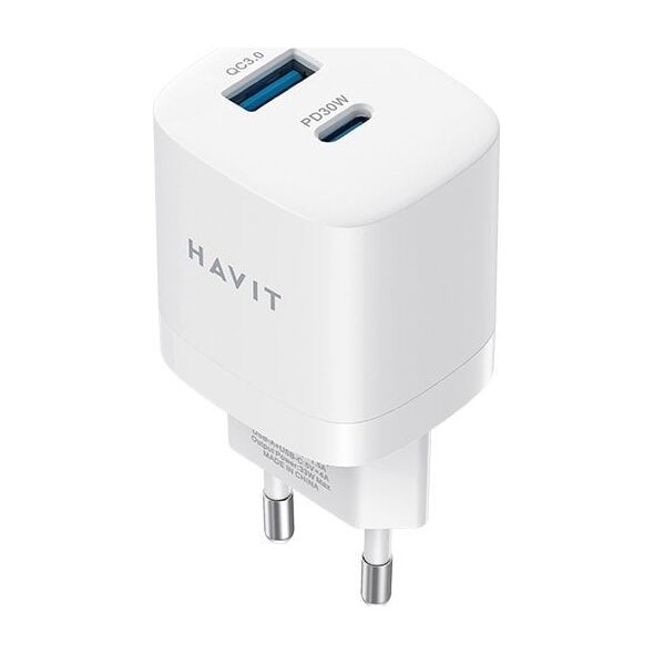 Ładowarka Havit USB-A+USB-C UC30 EU (biały)