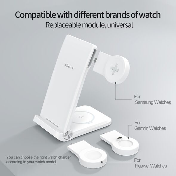3-in-1 wireless charger Nillkin PowerTrio 15W Qi + tip for Samsung Watch