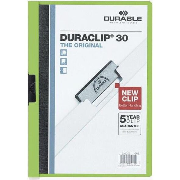 Durable Κλασέρ με κλιπ A4 DURABLE DURACLIP 220005 πράσινο πλαστικό 30 κτ