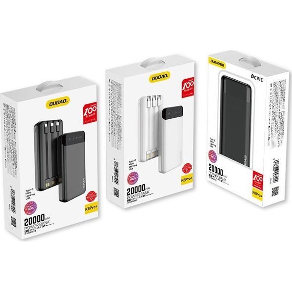 Powerbank Dudao K6 Pro+ 20000mAh Biało-czarny