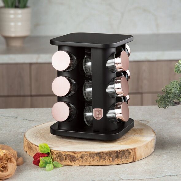 STOJAK OBROTOWY NA PRZYPRAWY 12 POJEMNIKÓW BERLINGER HAUS BH-8559 BLACK ROSE