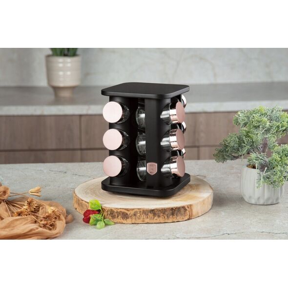 STOJAK OBROTOWY NA PRZYPRAWY 12 POJEMNIKÓW BERLINGER HAUS BH-8559 BLACK ROSE
