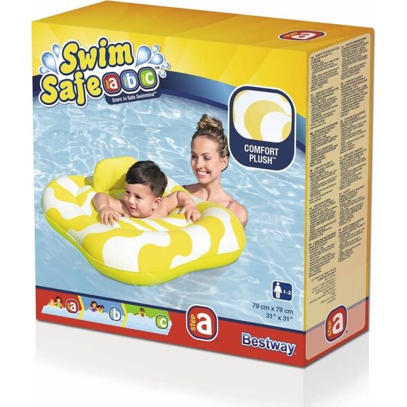 Bestway 32298 Siedzisko do nauki pływania Kwadrat Swim Safer Comfort Plush Zółte fale 76cm x 76cm