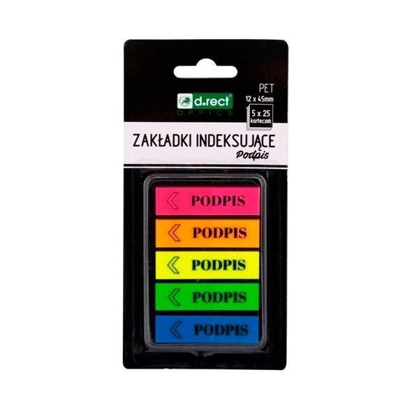 D.Rect Zakładki indeksujące 12x45mm Podpis D.RECT