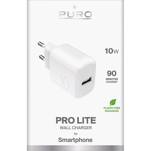 Φορτιστής τοίχου Puro PROLITE 10W USB-A - λευκός