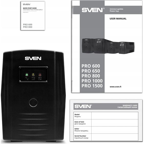 Αδιάλειπτη παροχή ρεύματος UPS SVEN Pro 800, 2 υποδοχές euro