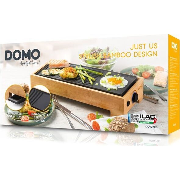 DOMO DO9271G Πλάκα ψησίματος, στυλ μπαμπού, 42x28