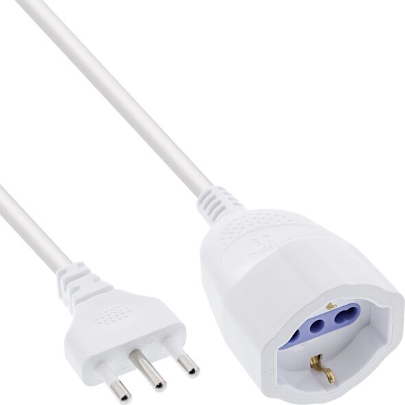 Καλώδιο επέκτασης ρεύματος InLine® Schutzkontakt ITALIEN Stecker L / Buchse F, λευκό, 10m