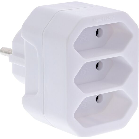 Προσαρμογέας πρίζας InLine®, βύσμα Schuko σε 3x υποδοχή Euro, λευκό