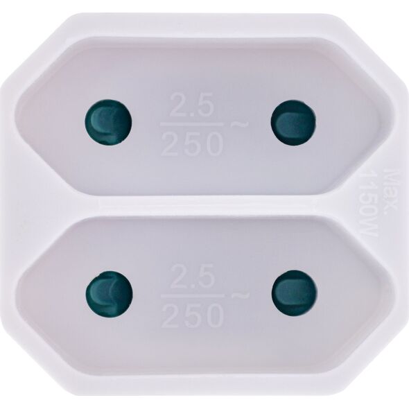 Προσαρμογέας πρίζας InLine®, βύσμα Schuko σε 2x υποδοχή Euro, λευκό