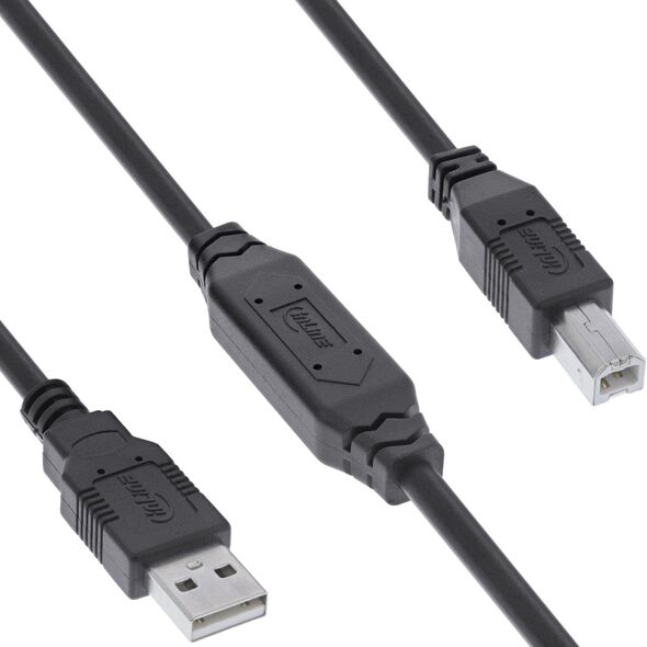 InLine® USB 2.0 Ενεργό Καλώδιο, USB-A Αρσενικό σε USB-B Αρσενικό, 10m