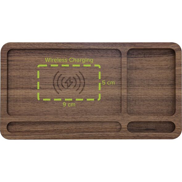 InLine® WoodCharge – Οργανωτής με ενσωματωμένη επιφάνεια φόρτισης Qi από ξύλο καρυδιάς