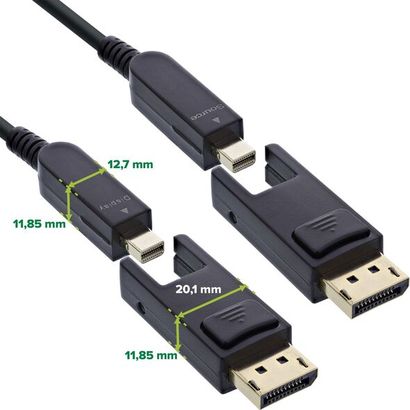 Καλώδιο InLine® DisplayPort 1.4 AOC, 8K4K, Αποσπώμενος σύνδεσμος DisplayPort, 25m