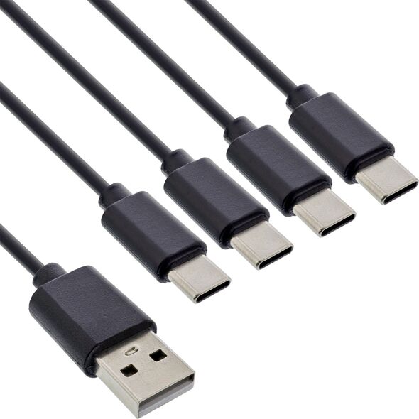 Καλώδιο φόρτισης InLine® USB 4 σε 1 Y, 1x USB-A αρσενικό σε 4x USB-C αρσενικό, μαύρο 2m