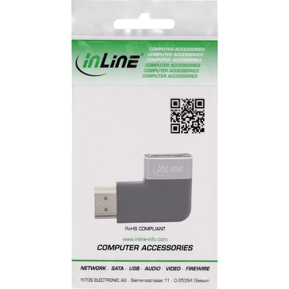 InLine® HDMI Adapter, HDMI A αρσενικό / θηλυκό, 90° αριστερά, 8K UHD