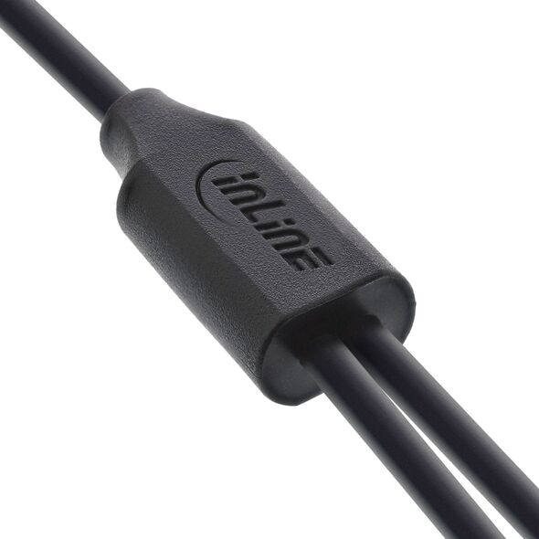 Καλώδιο φόρτισης InLine® USB 2σε1 Y, 1x USB-A βύσμα σε 2x USB-C βύσματα, μαύρο 0,5m