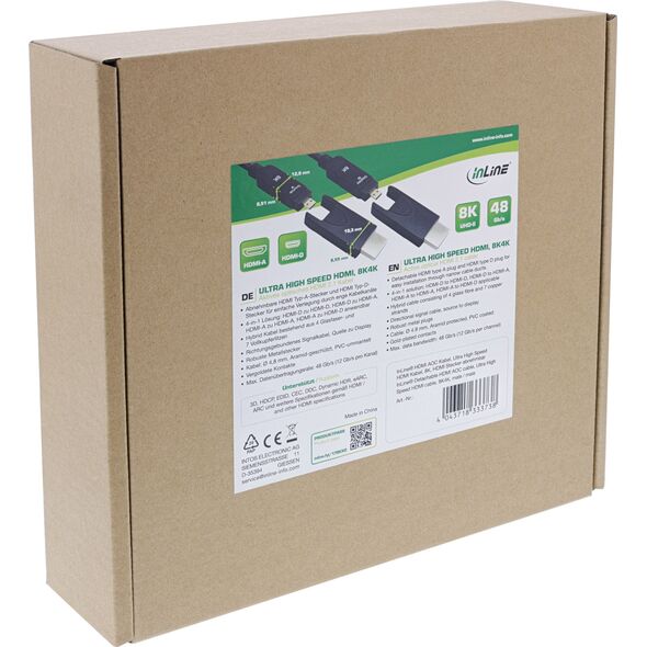 Καλώδιο InLine® HDMI AOC, Ultra High Speed HDMI, 8K4K, Αποσπώμενο βύσμα, 40m