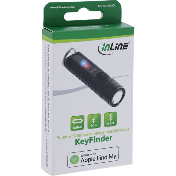 InLine® KeyFinder, έξυπνο μπρελόκ με LED φως, 300mAh, IP65