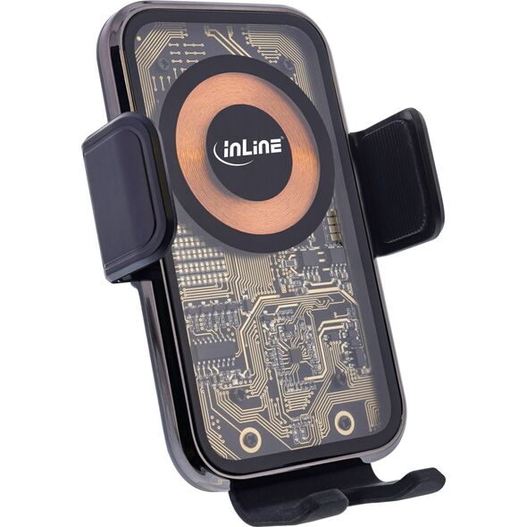 Βάση Smartphone InLine® KFZ, ONE TOUCH QI 2, universal, Ασύρματος Φορτιστής