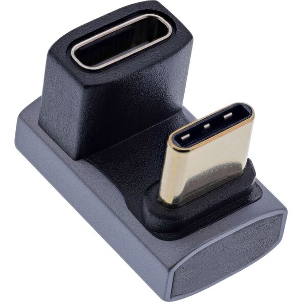 Προσαρμογέας InLine® USB4, USB-C Stecker/Buchse 180°, Αλουμίνιο, γκρι