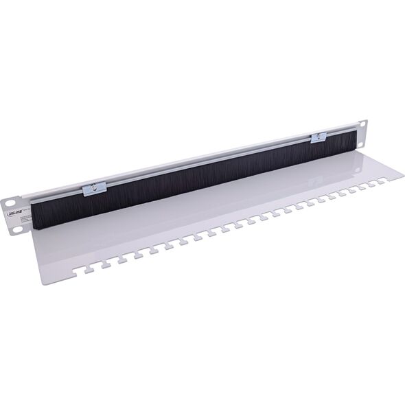 Πλάκα διέλευσης καλωδίων InLine® 19" με βούρτσα και λωρίδα καλωδίων, 1HE, RAL 7035