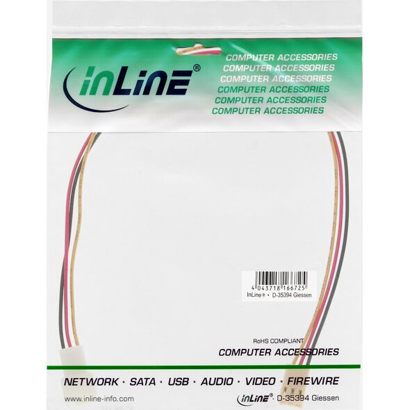 Καλώδιο επέκτασης ανεμιστήρα InLine®, 3πολικό βύσμα / υποδοχή Molex, 1μ