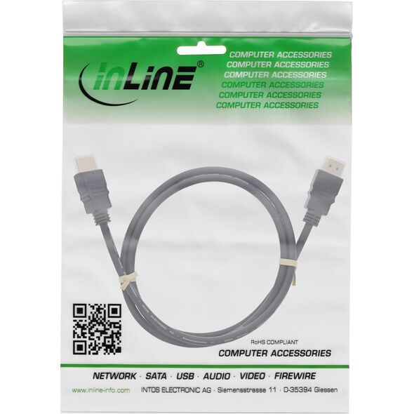Καλώδιο HDMI InLine®, HDMI-High Speed με Ethernet, St/St, μαύρο, 2,5m