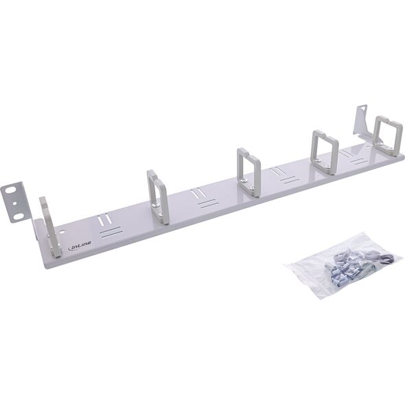 Πάνελ διαχείρισης καλωδίων InLine® 19", 5 πλαστικοί βραχίονες οριζόντια, RAL 7035, γκρι