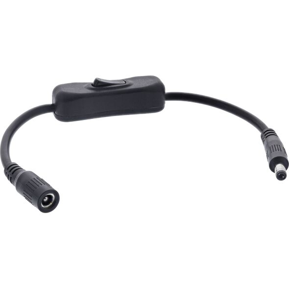 Καλώδιο DC InLine® με διακόπτη, DC ST/BU 5,5x2,5mm, AWG 18, μαύρο, 0,20m