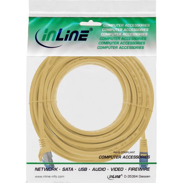 Καλώδιο Patch InLine®, Cat.6A, S/FTP, TPE (LSZH), CCA, κίτρινο, 10m