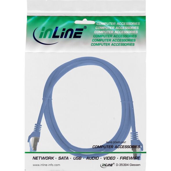 Καλώδιο Patch InLine®, Cat.6A, S/FTP, TPE (LSZH), CCA, μπλε, 3μ