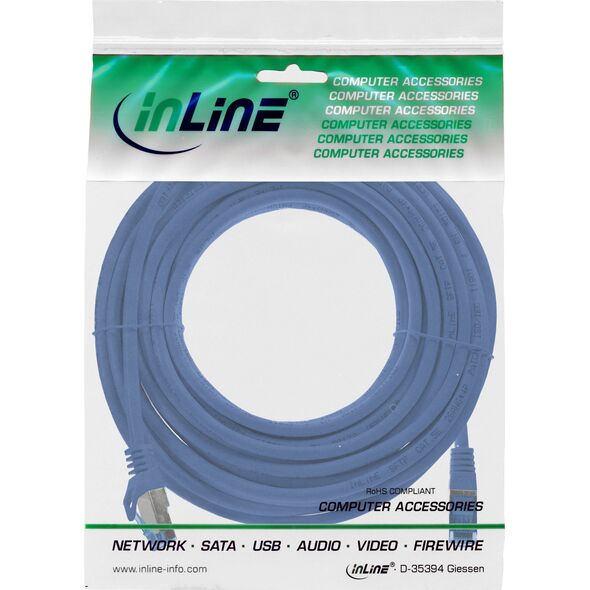 Καλώδιο Patch InLine®, Cat.6A, S/FTP, TPE (LSZH), CCA, μπλε, 5μ