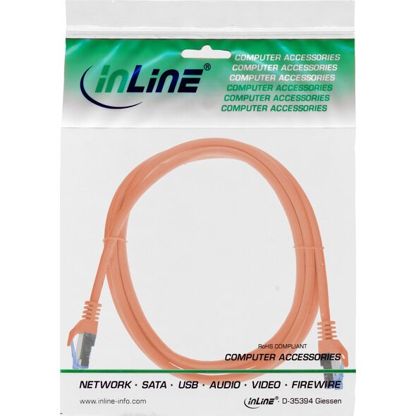 Καλώδιο Patch InLine®, Cat.6A, S/FTP, TPE (LSZH), CCA, πορτοκαλί, 0,3m