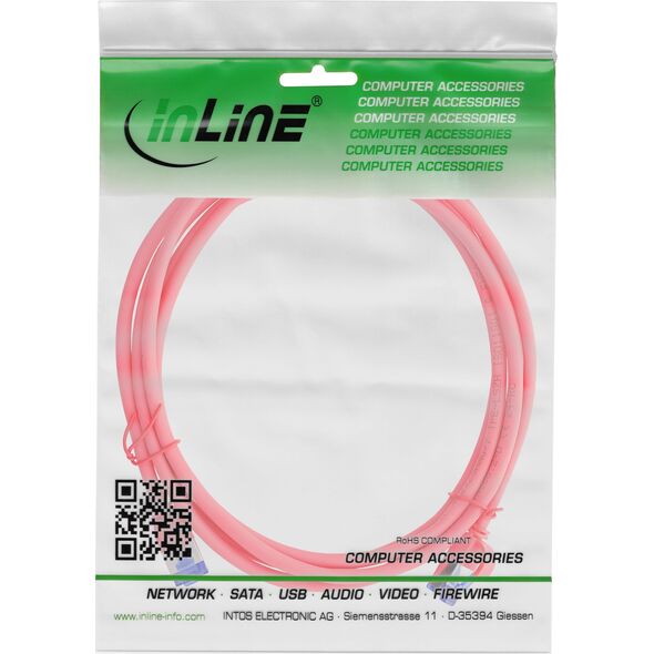 Καλώδιο Patch InLine® Slim, Cat.6A, S/FTP, TPE (LSZH) ευέλικτο, PoE, κόκκινο, 1m