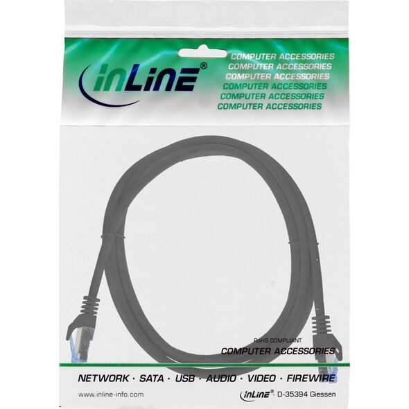 Καλώδιο Patch InLine®, Cat.6A, S/FTP, TPE (LSZH), CCA, μαύρο, 1,5m