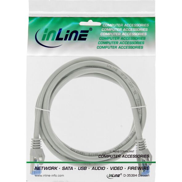 Καλώδιο Patch InLine®, Cat.6A, S/FTP, TPE εύκαμπτο, γκρι, 0,25m