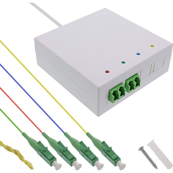 InLine® FTTH Verlängerungsbox vorkonfektioniert  4x LC/APC 9/125µm 40m