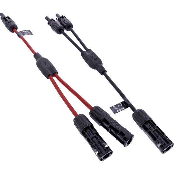 Σετ διανομέα ηλιακού καλωδίου InLine® 2-φορές μαύρο/κόκκινο 0,36m