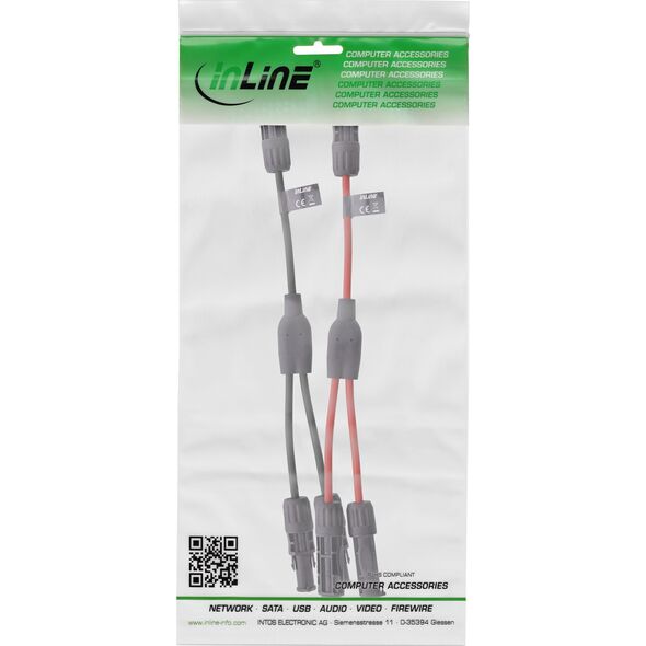Σετ διανομέα ηλιακού καλωδίου InLine® 2-φορές μαύρο/κόκκινο 0,36m