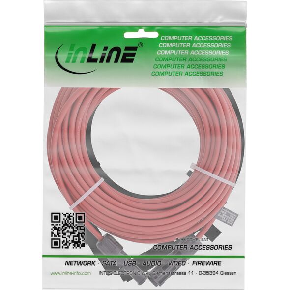 Σετ επέκτασης ηλιακού καλωδίου InLine® με ηλιακό βύσμα 4mm² μαύρο/κόκκινο 15m