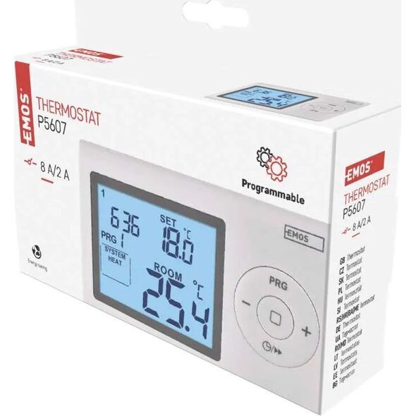 Programowalny Termostat Pokojowy Przewodowy Biały Emos P5607 Emos