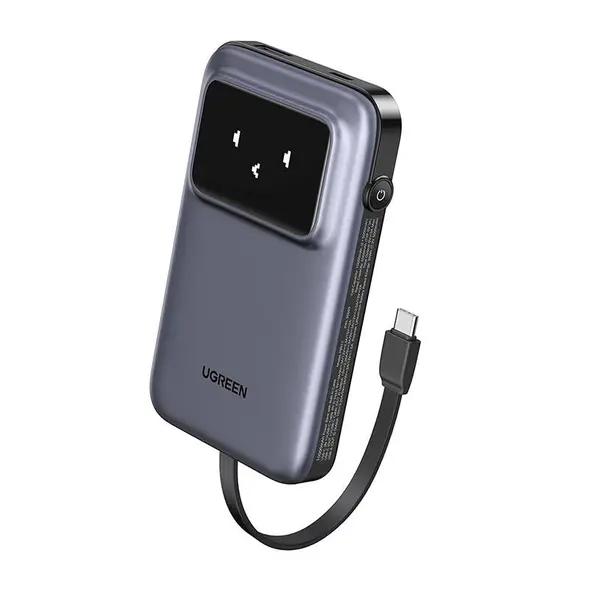 UGREEN Uno PB511 Powerbank 10000mAh 30W + built-in USB-C cable (gray)