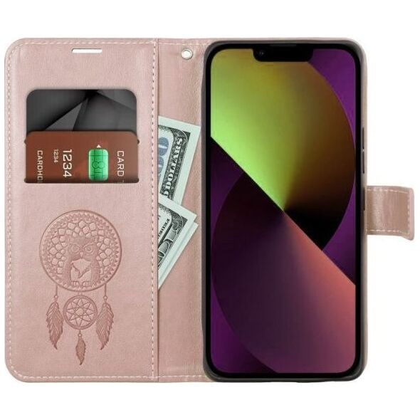 Θήκη MEZZO Book για XIAOMI Redmi Note 14 PRO 5G / 14 PRO PLUS 5G ονειροπαγίδα ροζ χρυσό