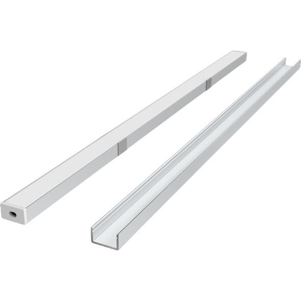 Σετ προφίλ LED, 2m, επιφανειακό, ανοδιωμένο, με λευκό κάλυμμα, στηρίγματα και κλιπς