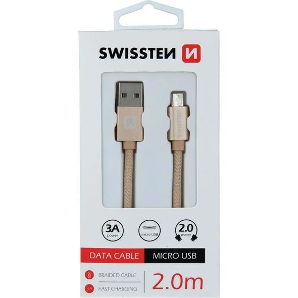 Swissten Textile Quick Charge Universal Micro USB Data and Charging Cable 2.0m