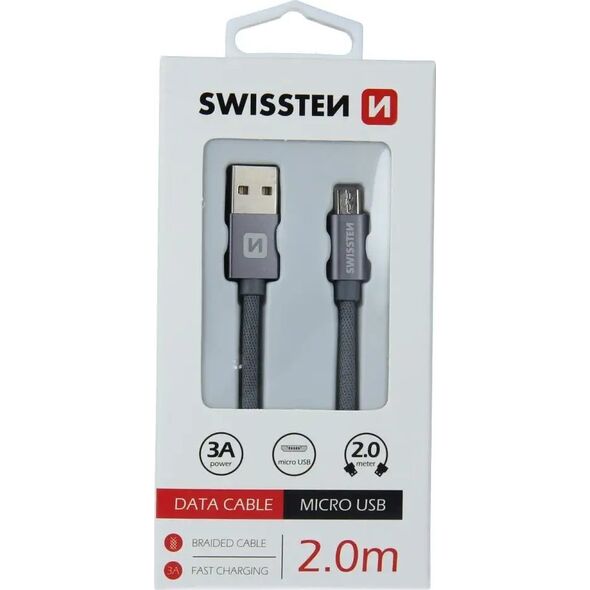 Swissten Textile Quick Charge Universal Micro USB Data and Charging Cable 2.0m