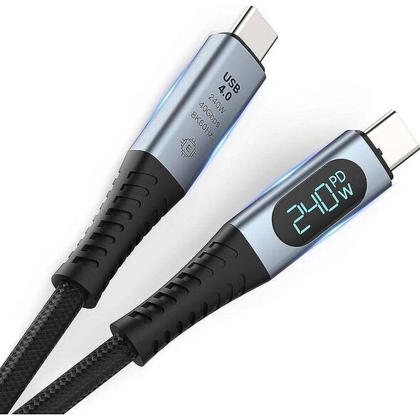 RoGer PD24VB USB-C 4.0 Cable with voltmeter PD240W / 40Gbps / 8K60Hz / 1m