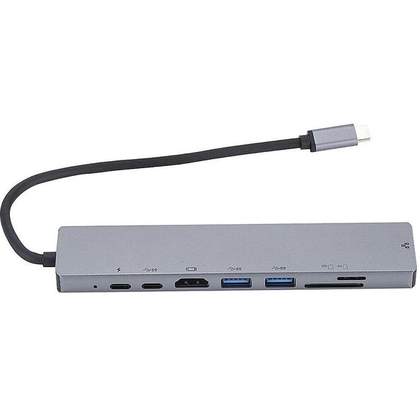 RoGer USB-C HUB 8in1 with USB-C PD / USB 3.0 x2 / RJ45 / HDMI / SD / TF card reader