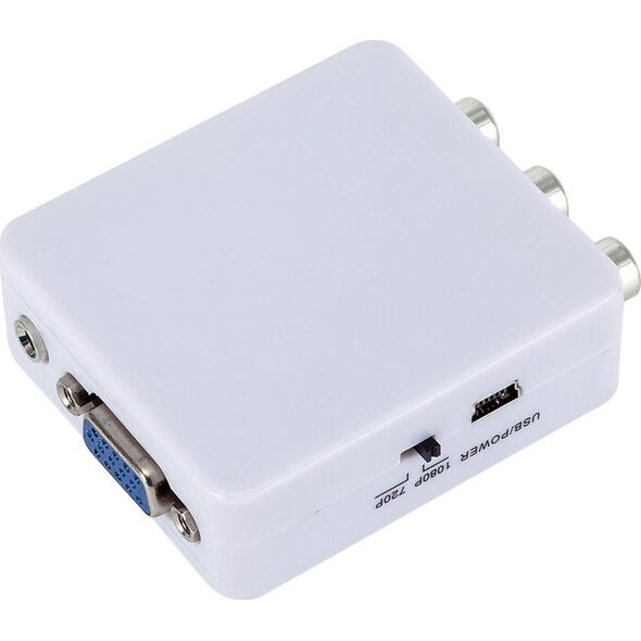RoGer Adapter to Transfer RCA to VGA Signal (+Audio) White