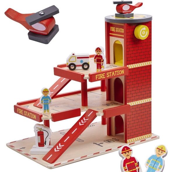 Lulilo Children's Wooden Parking Fire Station